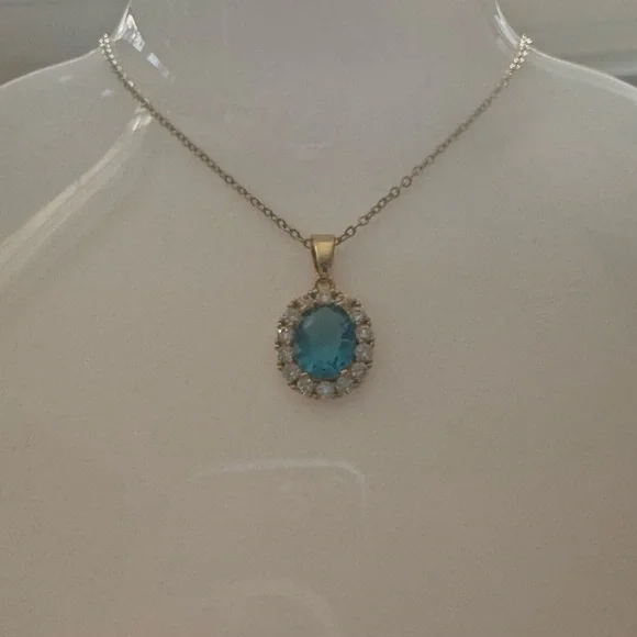 Ocean Blue Crystal Pendant Made with Authentic Swarovski Crystals - Picture 2 of 8